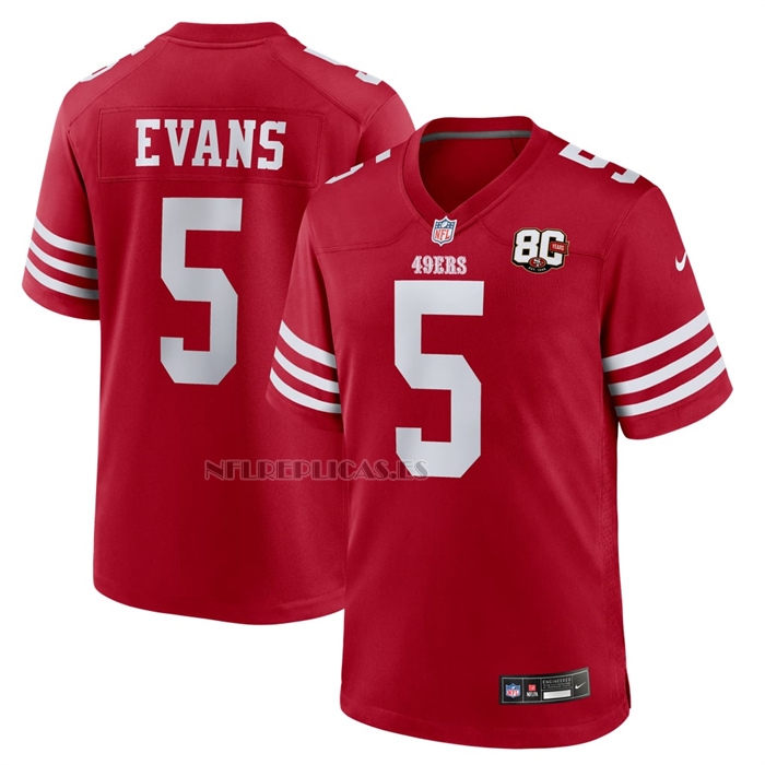 Camiseta NFL Game San Francisco 49ers Mike Evans 80 Aniversario Rojo